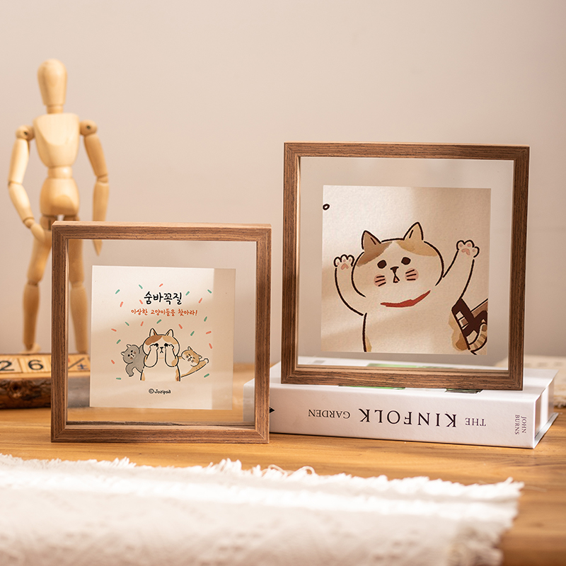 双面透明相框摆台6寸8字画书法摆件真玻璃拍立得展示架照片小画框