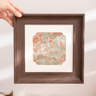 新中式正方形相框5寸6寸7寸8寸油画棒画框中古风挂墙创意复古摆台