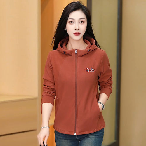 德绒双面连帽短外套女秋季新款时尚显瘦休闲运动夹克上衣妈妈春秋