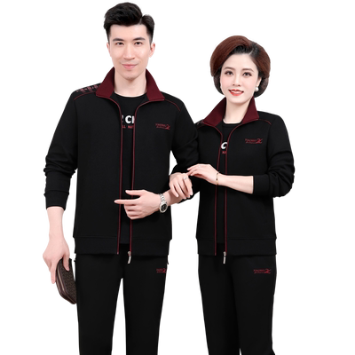 休闲卫衣中老年情侣运动服三件套
