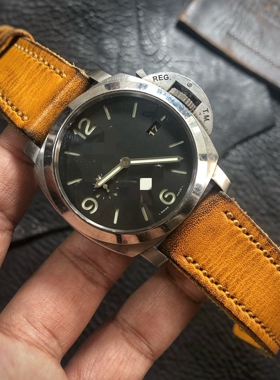 GF手工表带黄色柔软牛皮真皮手工定制做旧适用于Panerai沛纳海等