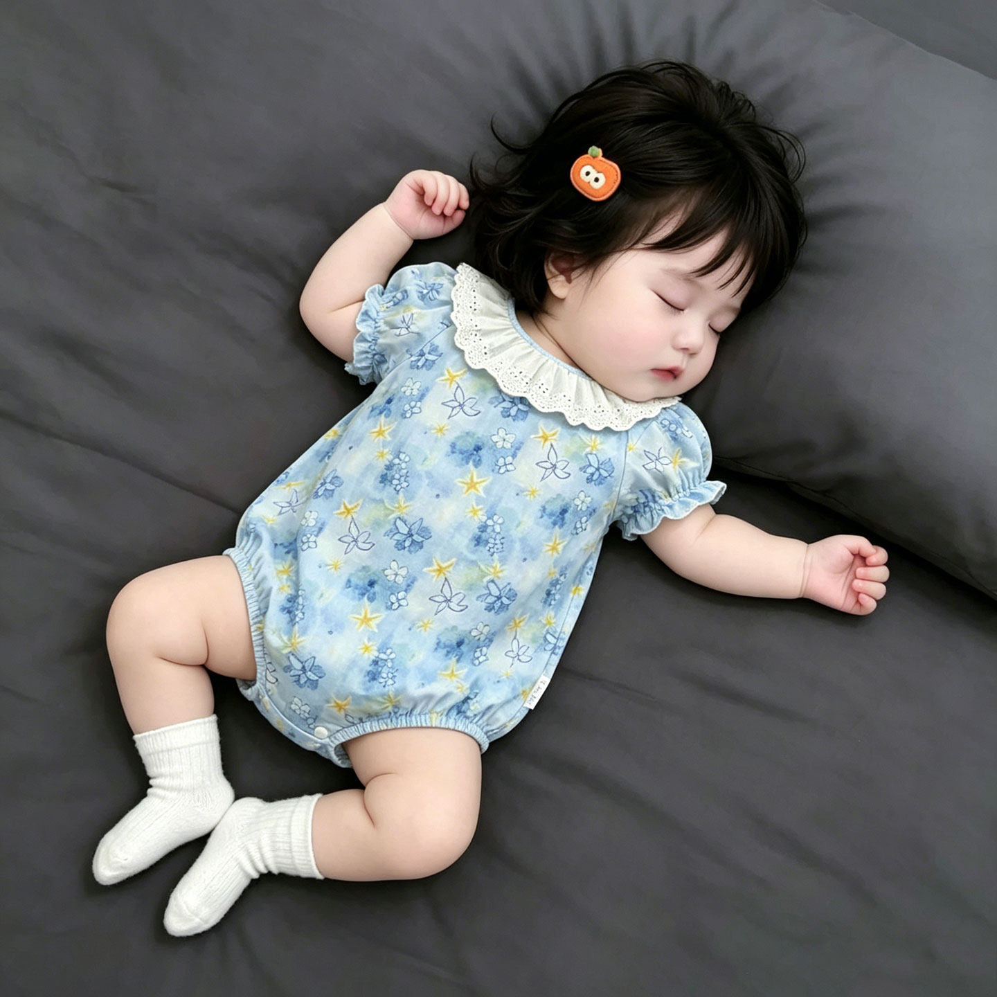 MOGUJ婴童连体衣2026夏季薄款娃娃领泡泡袖碎花连体哈衣外出爬服