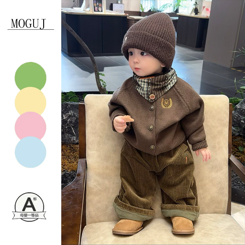 男女童宝针织衫加绒加厚裤两件套