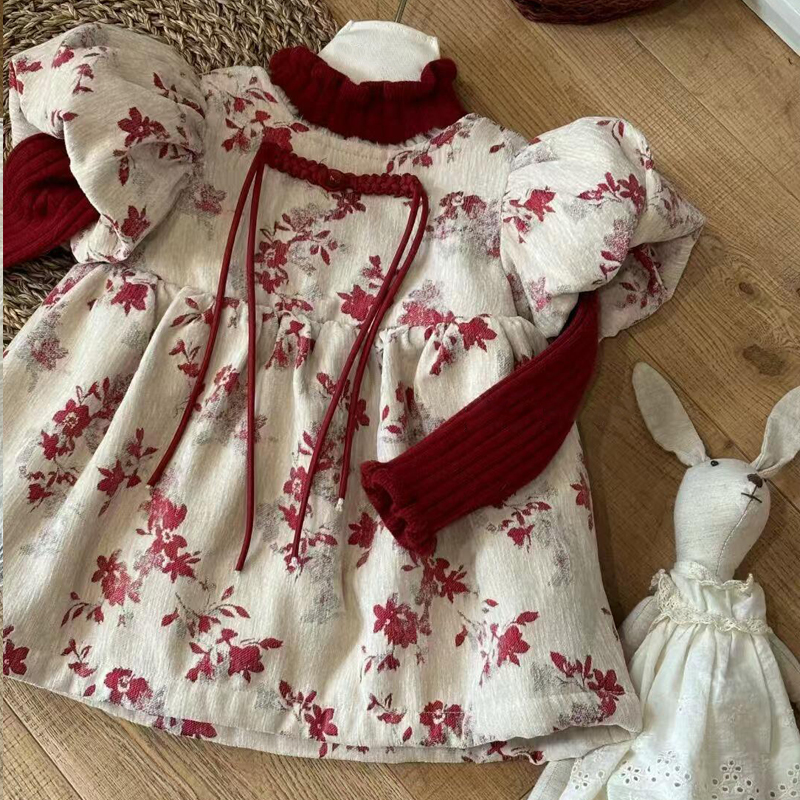 儿童古装中国风泡泡袖旗袍公主裙