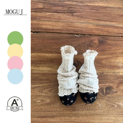 女宝宝木耳边纯色保暖堆堆袜