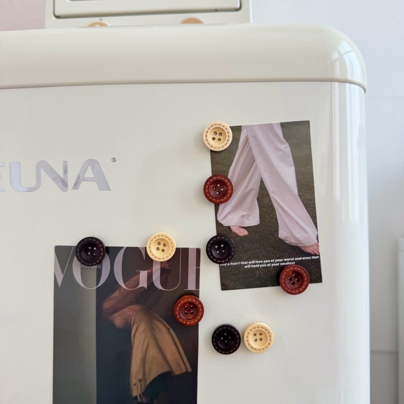 复古纽扣木质冰箱贴韩国实木磁力钉磁吸洞洞板照片装饰ins磁性贴,家居饰品,冰箱贴,淘宝优惠券,粉丝福利购,淘宝优惠卷