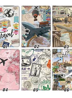 飞机 旅行 明信片 邮票外壳适用ipad10.2软air345第十代保护套matepad11笔槽mini6小米7pro13寸10.9荣耀