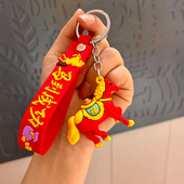 福气马新年纪念品钥匙扣可爱卡通公仔车钥匙装 饰女 饰挂件书包装