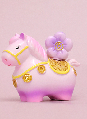 唐三彩小胖马可爱摆件玩偶生肖马吉祥物车载桌面红色马到成功招财