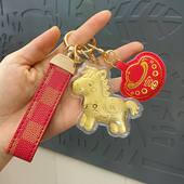 网红爆款 高颜值马上有钱塑箔金马创意钥匙扣包包挂件精致送好友