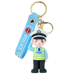 交通安全宣传日消防员钥匙扣可爱包包挂饰卡通汽车定制纪念日交警