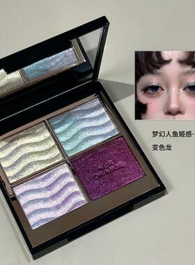 拼色梦影眼影盘珠光爆闪亮片变色龙彩色提亮卧蚕高光立体跨境眼影
