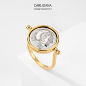 古希腊神话亚历山大大力神戒指钛钢仿钱币旋转神王宙斯复古指环