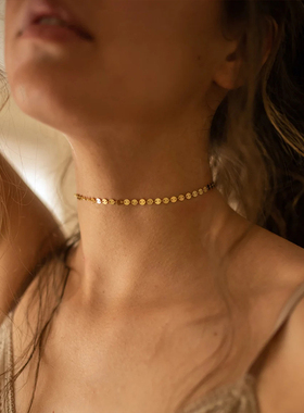 圆片颈链短款简约欧美风时尚