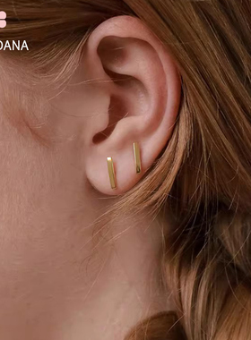 ins极简风耳饰简约不锈钢耳钉 T字钉一字女朋克几何耳环钛钢饰品