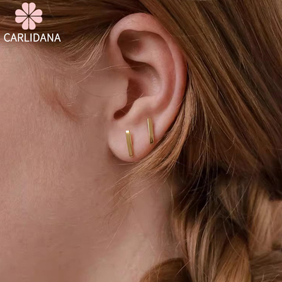 ins极简风耳饰简约不锈钢耳钉 T字钉一字女朋克几何耳环钛钢饰品