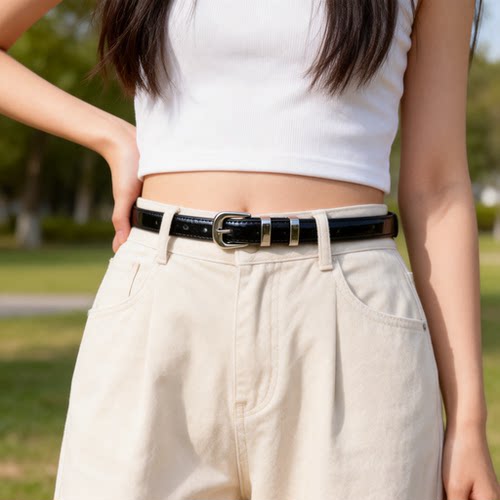 高级感休闲女士细皮带银色针扣腰带简约时髦裙子裤子装饰小众裤带