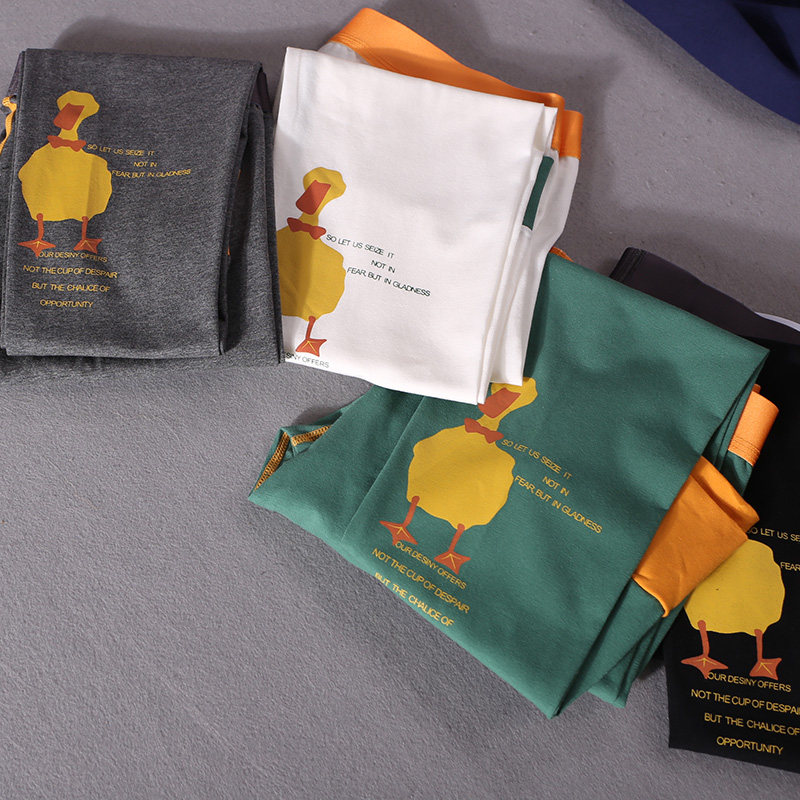 潮流个性印花修身纯棉青年男士秋裤薄款单件全棉打底裤紧身衬裤