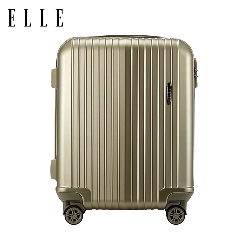 ELLE拉杆箱男女行李箱万向轮18寸拉链金色商务箱时尚密码旅行箱