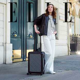 ELLE铝镁合金老花复古铝框行李箱潮流拉杆箱登机箱高颜值旅行箱子