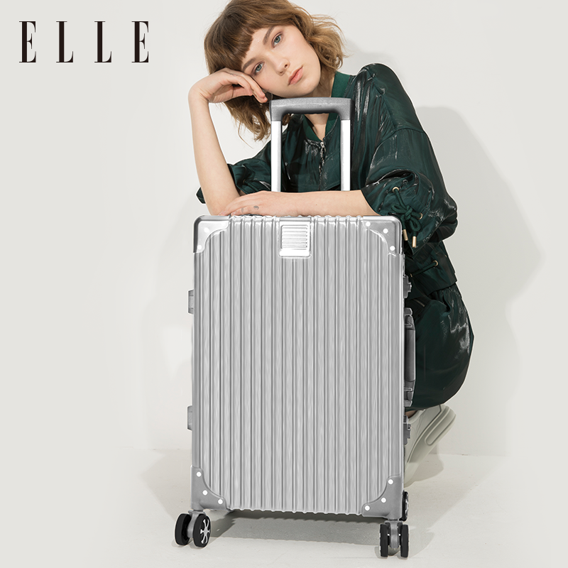 ELLE拉杆箱24寸男女时尚商务万向轮铝框学生旅行箱登机行李箱20