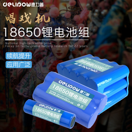 德力普18650锂电池组3.7v 7.4v 12v伏唱戏录音机电池带保护板可充