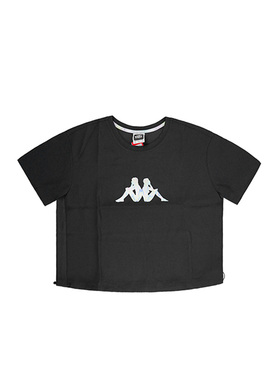 Kappa卡帕女子夏季纯棉高腰休闲运动印花短袖T恤K0B22TD78-990