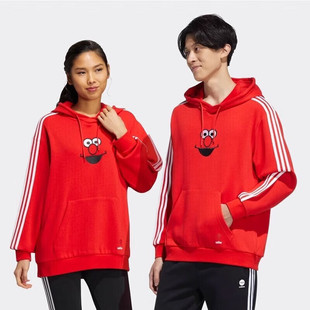 阿迪达斯adidas卫衣加绒运动服保暖连帽情侣休闲套头衫 上衣HD7300