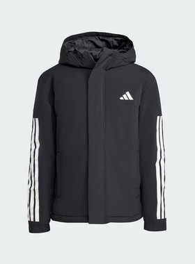 阿迪达斯adidas运动型格系列 3S HOODED INS J 短棉服 JY8303