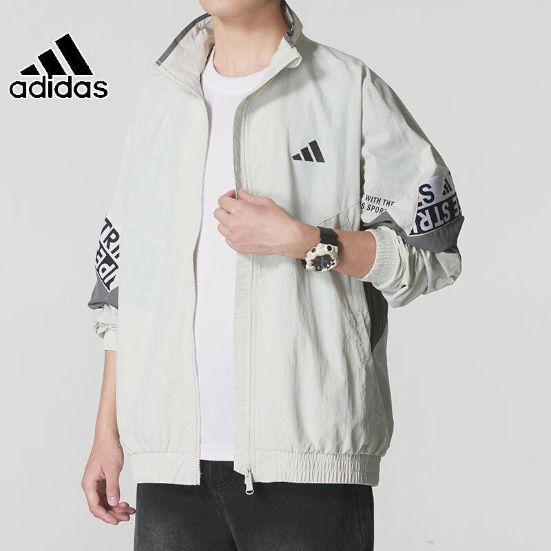 阿迪达斯adidas开衫梭织防风外套跑步训练运动服夹克上衣KA1264