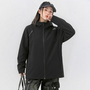 李宁LINING健身风衣女款加绒宽松连帽运动休闲厚外套AFDWE34-4
