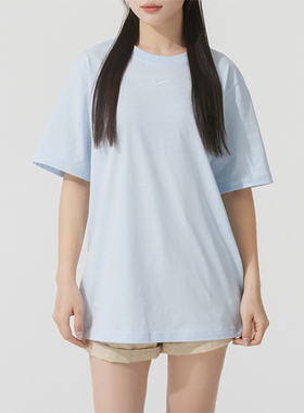 Nike耐克短袖女夏季浅蓝时尚简约小勾运动休闲半袖T恤FD4150-423