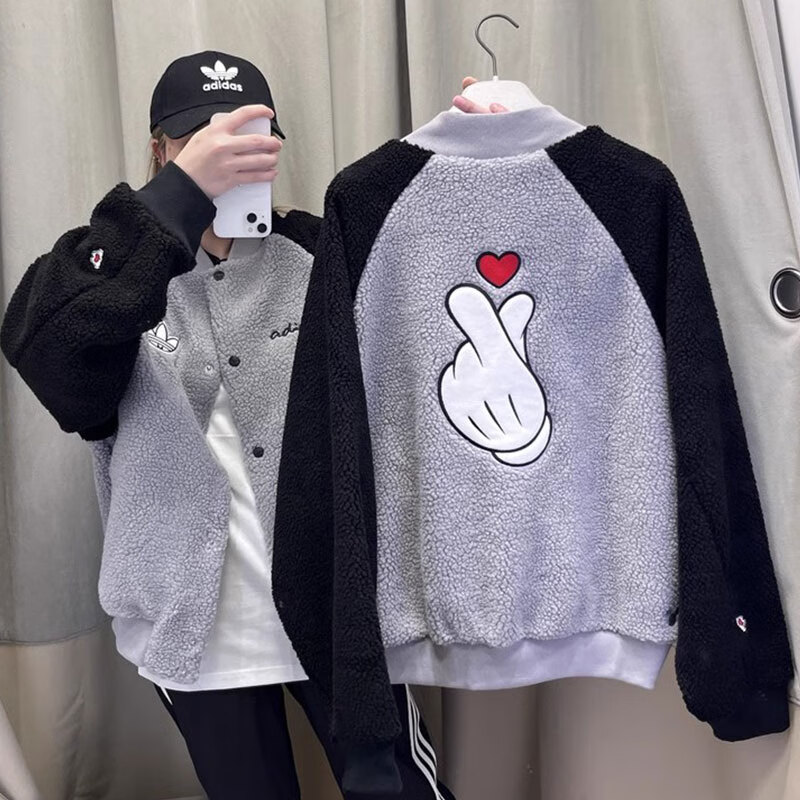 阿迪达斯 adidas外套春秋季新款仿羊羔绒保暖运动服夹克IY2265