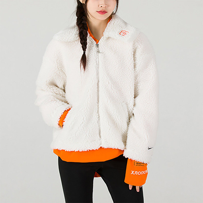 Nike耐克女子春季仿羊羔绒字母印花休闲时尚夹克外套DQ5366-133,运动服/休闲服装,运动茄克/外套,淘宝优惠券,粉丝福利购,淘宝优惠卷