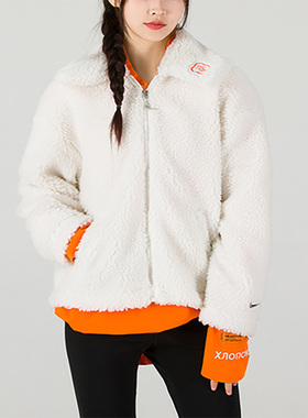 Nike耐克女子春季仿羊羔绒字母印花休闲时尚夹克外套DQ5366-133