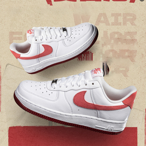 Nike耐克女鞋春秋季AIR FORCE 1空军一号白红百搭板鞋FQ7626-100