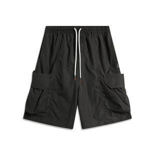 李宁(LI-NING)运动裤篮球舒适透气简约宽松运动短裤AKSU435-3