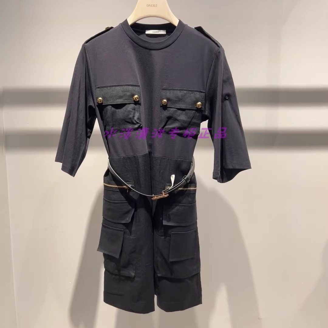 2H2O457吊牌2399大地素DAZZLE专柜正品2023夏女士短袖连衣裙火