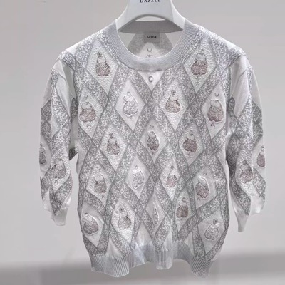 2J3E332吊牌1899大地素DAZZLE专柜正品2025秋女毛织短袖