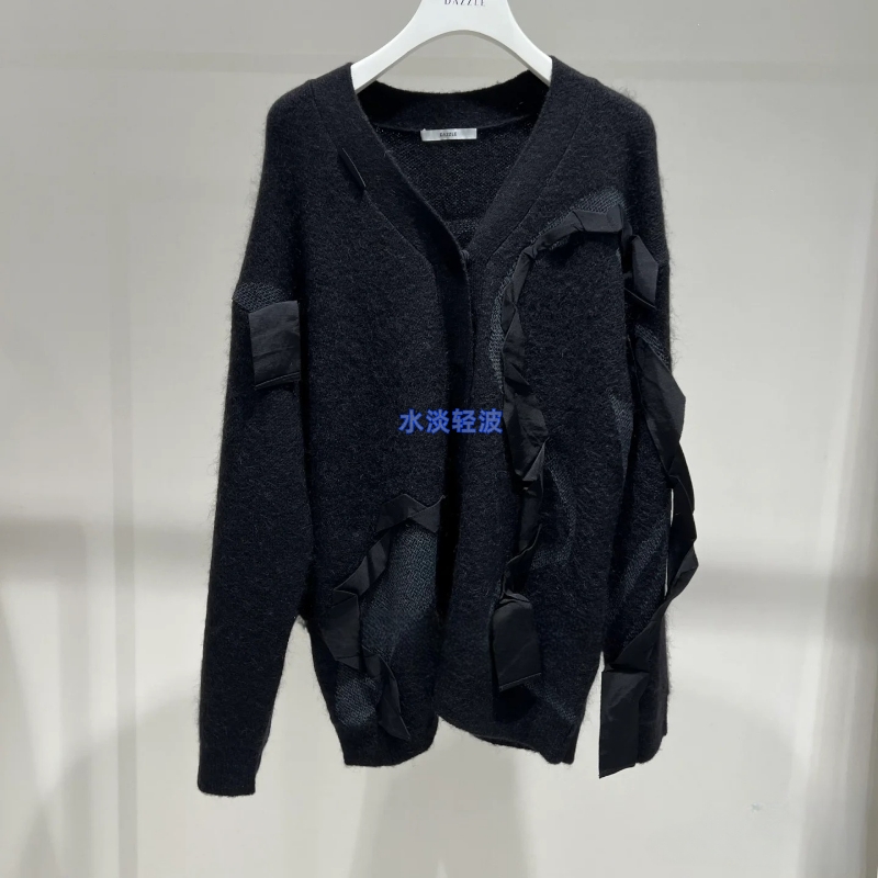 2H4E551吊牌2799大地素DAZZLE专柜正品2023冬马海毛嵌花飘带开火