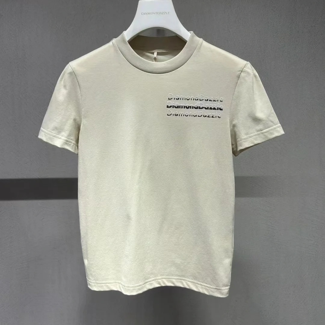 1H2B303吊牌2190元D高地素专柜正品2023夏女士烫钻T
