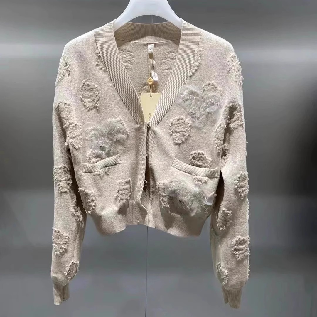 1E3E530吊牌4290元D高地素专柜正品2022秋女士猫头鹰手工毛衫