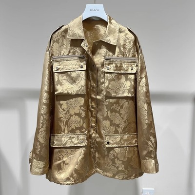 2H1F436吊牌2599大地素DAZZLE专柜正品2023春土黄色夹克外套