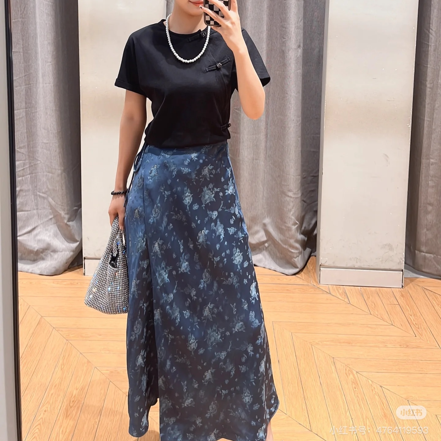 3J2S417吊牌1190小地素dzzit专柜正品2025夏女士蓝色气质半身裙