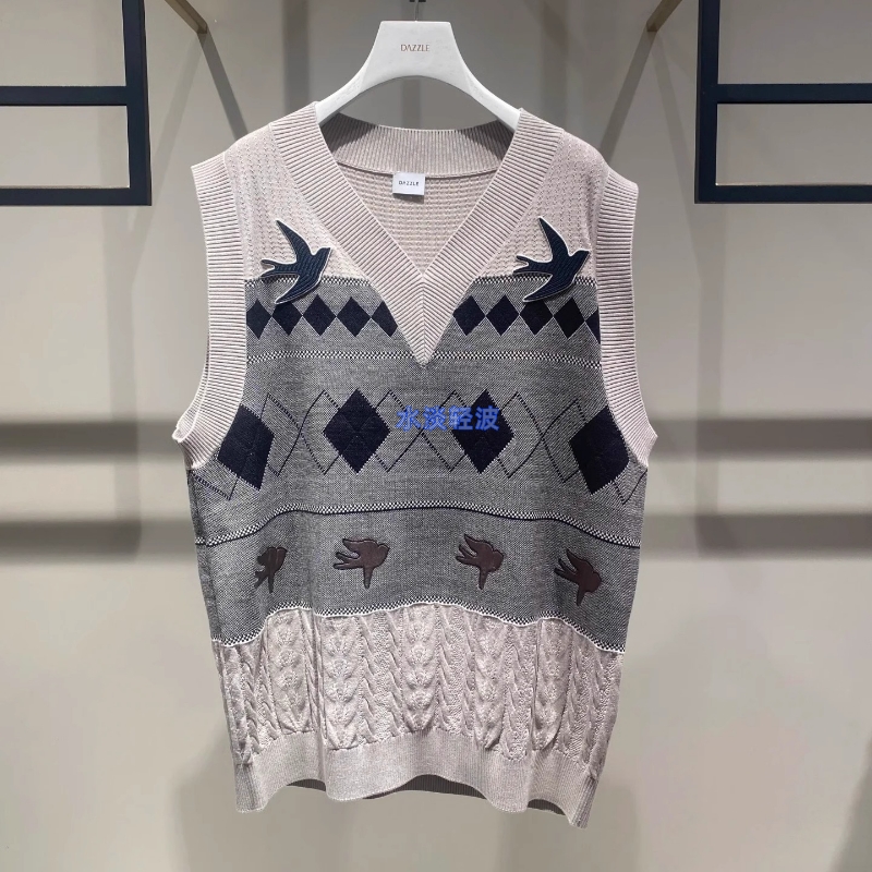 2J1E210吊牌1899大地素DAZZLE专柜正品2025春燕子老花无袖上衣火