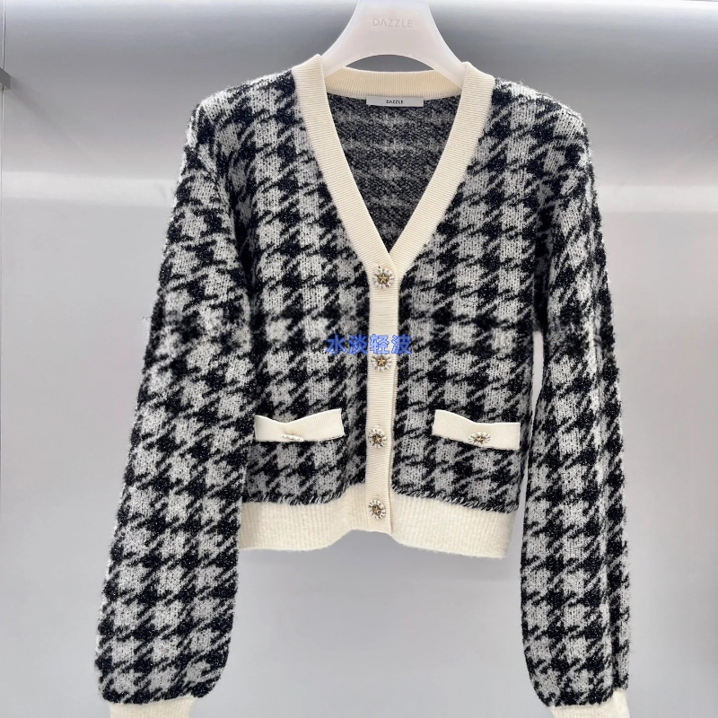 2H4E569吊牌1999大地素DAZZLE专柜正品2023冬女士针织长袖开衫