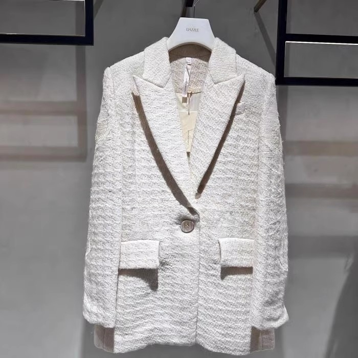 1H4F503吊牌7990元D高地素专柜正品2023冬女士绣花羊毛西装外套