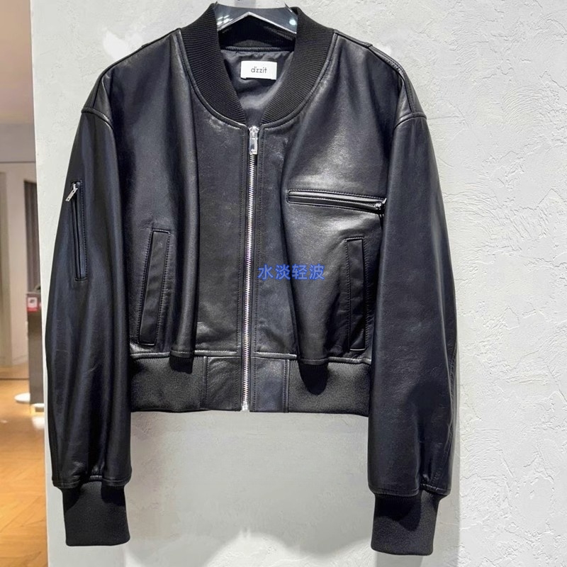 3H3L401吊牌4990小地素dzzit专柜正品2023秋女士真皮夹克