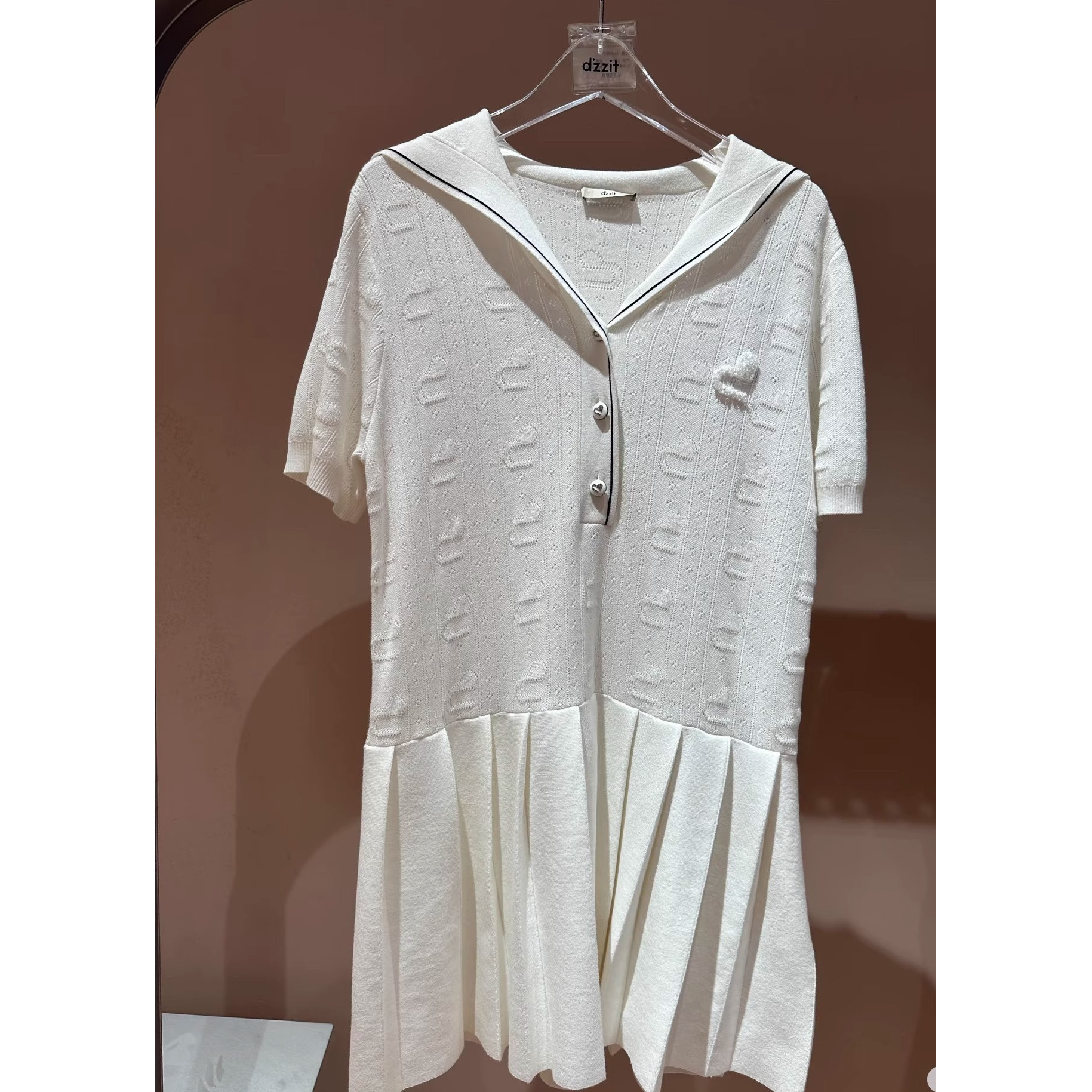 3J2E626吊牌1690小地素dzzit专柜正品2025夏女海军领短袖连衣裙