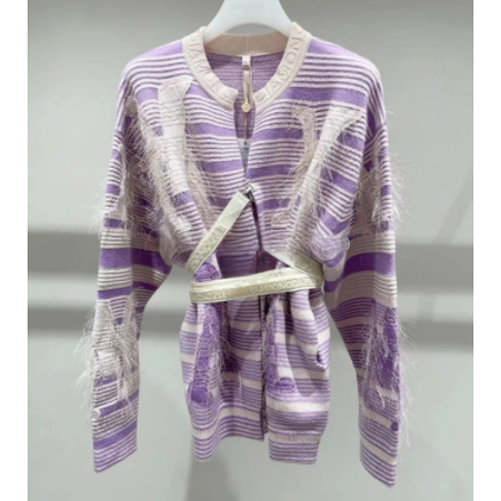 1H4E521吊牌4990元D高地素专柜正品2023冬女士真丝贴布绣开衫